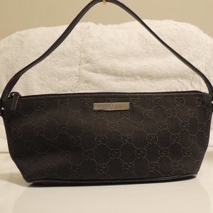 ✨GUCCI BROWN CANVAS GG MONOGRAM MINI BOAT POCHETTE✨